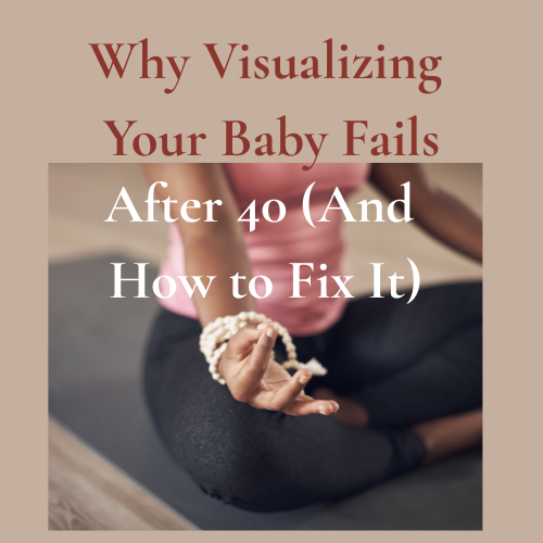 A woman sitting peacefully with her hand over her womb, symbolizing spirit baby connection and holistic fertility practices for fertility over 40.