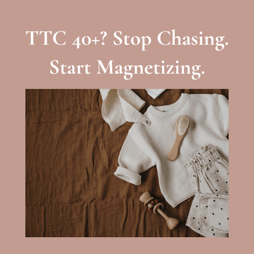 Soft-toned image with a peaceful woman in meditation, representing holistic fertility over 40 and the shift from force to trust.